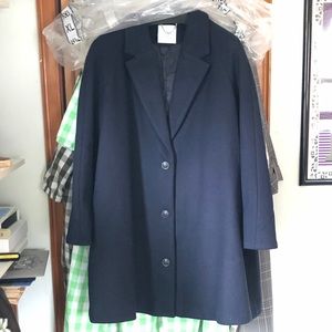 Navy Wool Blend Mango lapelled Coat